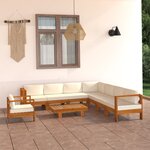 vidaXL Salon de jardin 9 pièces avec coussins 100 x 60 cm Bois d'acacia