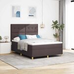 vidaXL Lit à ressort LED avec matelas Marron foncé 160 x 200 cm tissu