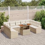 vidaXL Ensemble de salle à manger pour jardin 10 Pièces Beige et crème