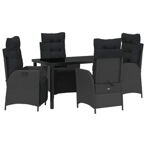 vidaXL Ensemble de salle à manger pour jardin 5 Pièces Noir polyrotin