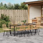 vidaXL Ensemble de salle à manger de jardin de 9 pièces Brun Poly Rattan