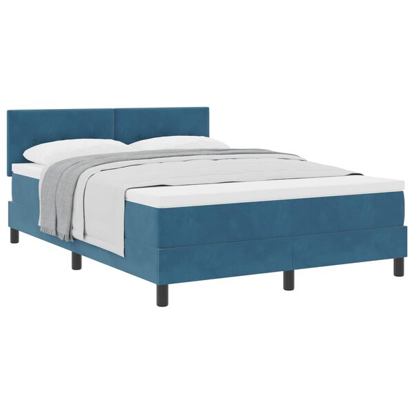 vidaXL Lit à ressorts avec matelas Bleu foncé 160 x 200 cm Velours