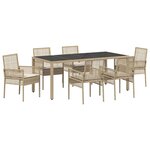 vidaXL Ensemble de salle à manger pour jardin 7 Pièces Beige polyrotin
