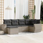vidaXL Salon de jardin 6 Pièces avec coussins gris clair résine tressée