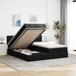 VidaXL Cadre de lit ottoman avec matelas noir 160x200 cm tissu