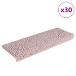 vidaXL Tapis d'escalier 30 pièces 65 x 21 x 4 cm Blanc et rose Bordure rectangulaire