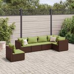 vidaXL Salon de jardin 6 Pièces avec coussins Marron Résine tressée