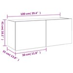 vidaXL Meuble TV mural avec lumières LED gris béton 100x35x41 cm