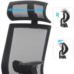 Fauteuil de bureau chaise de bureau en toile siège ergonomique pivotant à 360° support lombaire réglable appui-tête accoudoirs inclinaison du dossier jusqu’à 120° noir 12_0001412