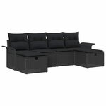vidaXL Ensemble de canapé de jardin 6 Pièces Noir 251 x 117 x 85 cm