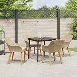 vidaXL Ensemble de salle à manger de jardin 5 pièces Beige en poly rotin