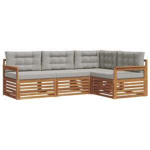 vidaXL Ensemble de canapés d'extérieur 4 pc Gris Naturel et Clair