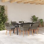 vidaXL Ensemble de Salle à Manger Jardin 7 Pièces Rattan Poly Gris