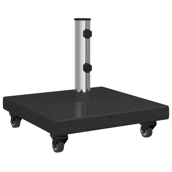vidaXL Base de parasol sur roues en granit noir de 30 kg  carrée  pour poteaux Ø38/48mm.