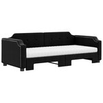 vidaXL Lit de jour avec gigogne et matelas noir 100x200 cm tissu