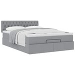 vidaXL Lit ottoman avec matelas gris clair 140x190 cm tissu