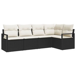 vidaXL Ensemble de canapé de jardin avec coussin 5 Pièces Noir et Crème