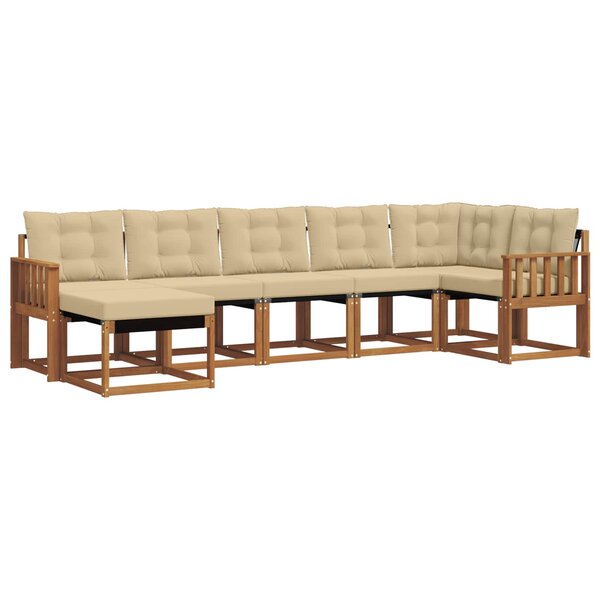 vidaXL Ensemble de canapés d'extérieur 7 pc Naturel et Beige