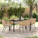 vidaXL Ensemble de salle à manger de jardin 5 pièces avec coussins en poly rattan brun