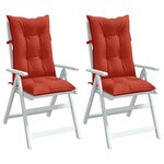 vidaXL Coussins de chaise à dossier haut lot de 2 rouge mélangé tissu