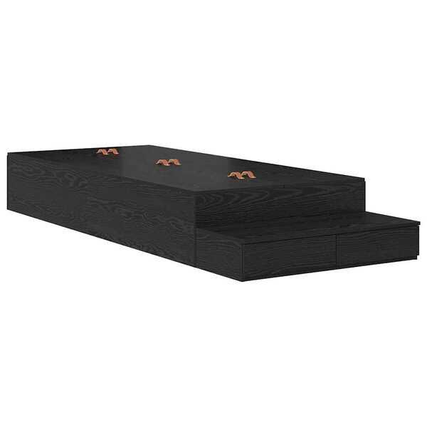vidaXL Cadre de lit avec rangement Chêne noir 90 cm Bois d'ingénierie