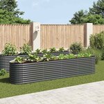 vidaXL Lit surélevé de jardin 400x80x81 cm Acier galvanisé Gris