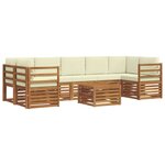 vidaXL Ensemble de canapés d'extérieur 8 pc Naturel et Crème