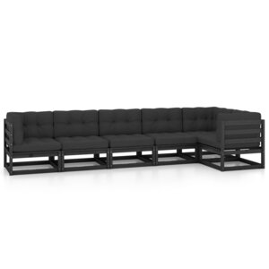 vidaXL Salon de jardin 6 Pièces avec coussins Bois de pin massif