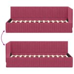 vidaXL Cadre de lit d'angle Rouge bordeaux 80 x 200 cm Velours