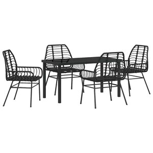 vidaXL Ensemble de salle à manger pour jardin 5 Pièces Noir polyrotin