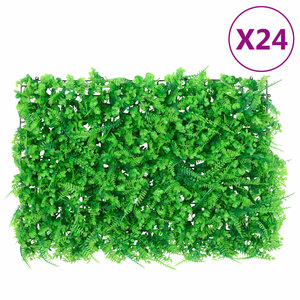  vidaXL Clôture feuilles de fougère artificielles 24 Pièces vert 40x60 cm