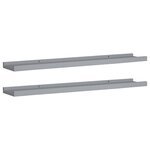 vidaXL Étagères à rebord pour cadre photo 2 Pièces Gris 80x9x3 cm MDF