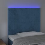 vidaXL Tête de lit à LED Bleu foncé 100x5x118/128 cm Velours