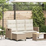 vidaXL Canapé de jardin inclinable coussins forme de L beige polyrotin