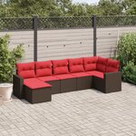 vidaXL Salon de jardin avec coussins 7 Pièces marron résine tressée
