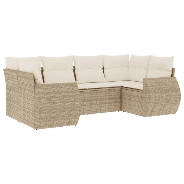 vidaXL Salon de jardin avec coussins 6 Pièces beige résine tressée