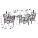 vidaXL Ensemble à manger de jardin coussins 7 Pièces mélange beige rotin