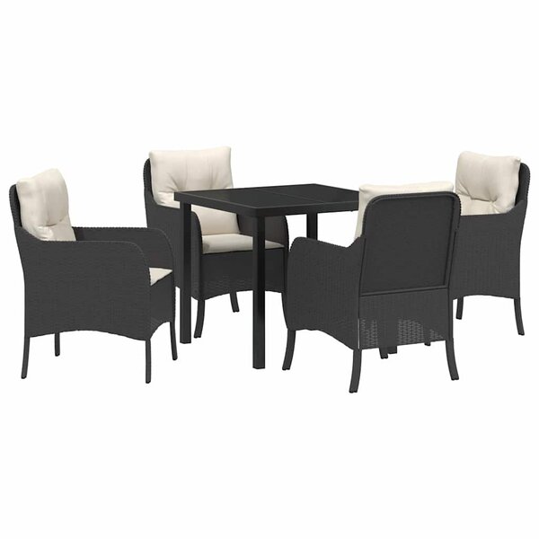 vidaXL Ensemble de salle à manger pour jardin 5 Pièces Noir Poly rotin
