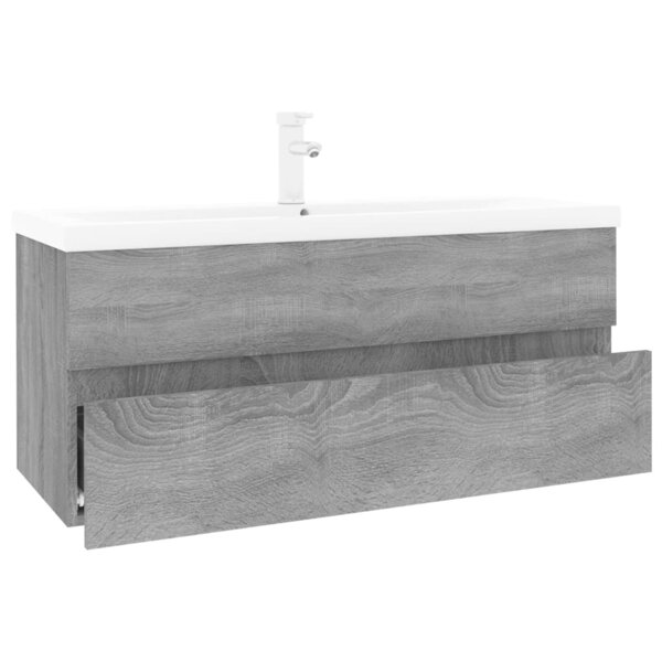 vidaXL Meuble lavabo avec bassin intégré Sonoma gris Bois d'ingénierie
