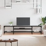 vidaXL Meuble TV noir 201x35x45 cm bois d'ingénierie et fer
