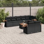 vidaXL Salon de jardin 9 Pièces avec coussins noir résine tressée