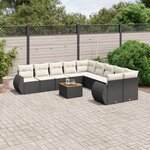 vidaXL Salon de jardin 11 Pièces avec coussins noir résine tressée