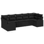 Set de Canapé de Jardin vidaXL 7 pièces avec coussins en rotin synthétique noir