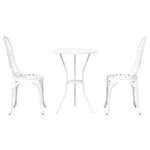 Ensemble de bistro de jardin 3 pièces vidaXL en aluminium blanc