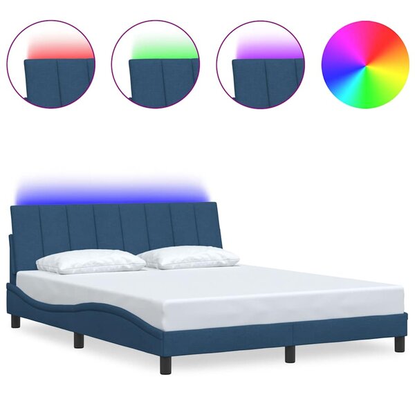 vidaXL Cadre de lit sans matelas bleu 160x200 cm tissu