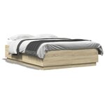 vidaXL Cadre de lit avec lumières LED chêne sonoma 140x200 cm