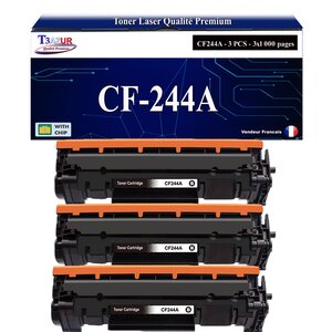 T3AZUR -3x Toners compatibles avec HP CF244A (44A) pour HP LaserJet Pro M14a M14w M15a M15w M27a M27w MFP M28a M28w