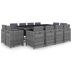 vidaXL Ensemble à manger d'extérieur 13 Pièces coussins rotin anthracite