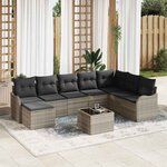 vidaXL Ensemble de canapé de jardin 9 Pièces Gris clair Poly rotin