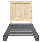 vidaXL Cadre de lit avec tête de lit gris 90x200 cm bois de pin massif